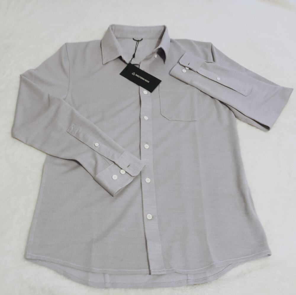 NWT Western Rise Limitless Merino Wool Shirt Mens S Small Smoke Button Front